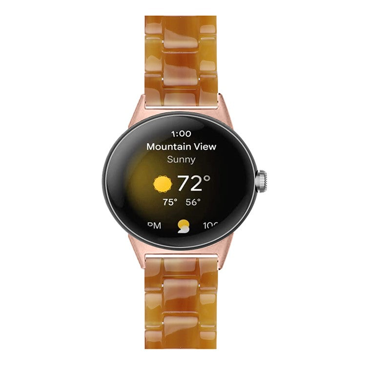 For Google Pixel Watch 3 41mm / Watch 2 / Pixel Watch Slim Light Resin Band Sport Strap Bracelet with Stainless Steel Buckle - Caramel