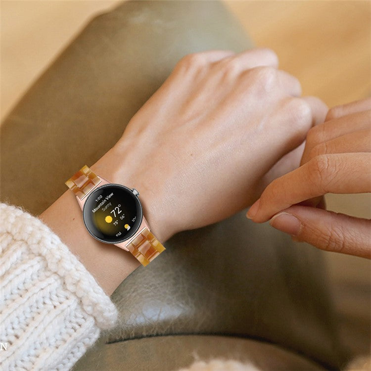 For Google Pixel Watch 3 41mm / Watch 2 / Pixel Watch Slim Light Resin Band Sport Strap Bracelet with Stainless Steel Buckle - Caramel