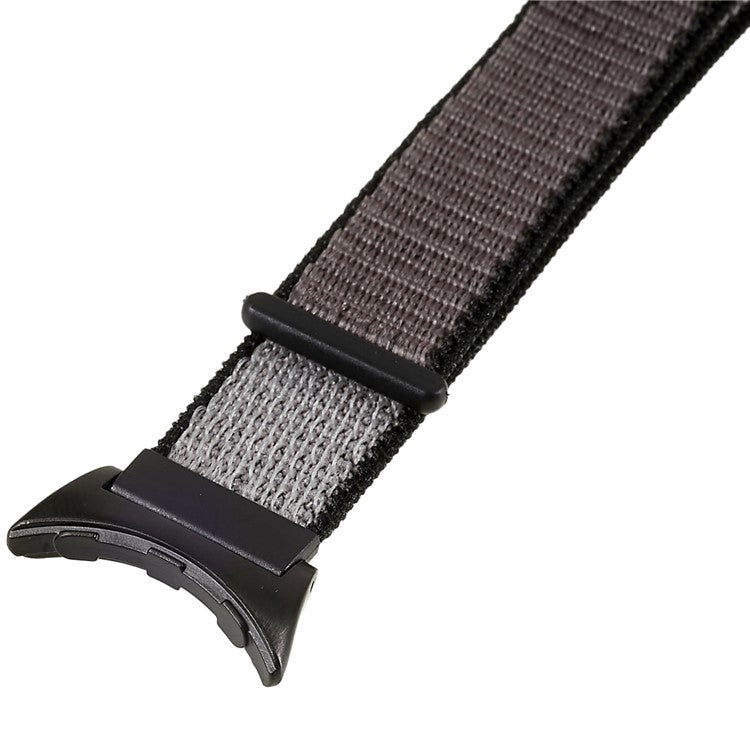 For Google Pixel Watch 2 / Pixel Watch Breathable Nylon Weave Strap Sport Loop Replacement Watch Band with Black Metal Connector - Grey / Black