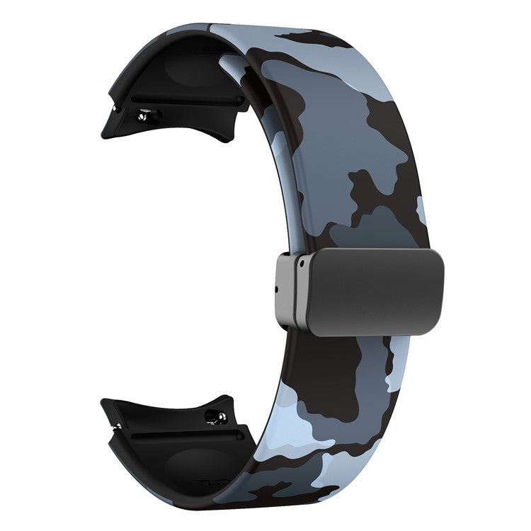 For Samsung Galaxy Watch6 40mm 44mm / Watch6 Classic 43mm 47mm / Watch 5 40mm 44mm / 5 Pro 45mm / Watch4 40mm 44mm Pattern Printed Watch Band  Sport Silicone Strap with Folding Buckle - Black  /  Grey Camouflage