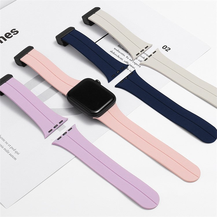 Watch Strap for Apple Watch Series 10 42mm / 9 8 7 41mm / SE (2023) SE (2022) SE 6 5 4 40mm / 3 2 1 38mm Silicone Sport Band with Magnetic Folding Buckle - Dark Green