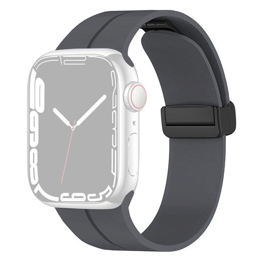 For Apple Watch Series 10 46mm / Ultra 2 Ultra 49mm /  Series 9 8 7 45mm / 6 5 4 SE (2023) SE (2022) SE 44mm / 3 2 1 42mm Magnetic Buckle Silicone Watch Band Wristband Strap Bracelet - Dark Grey