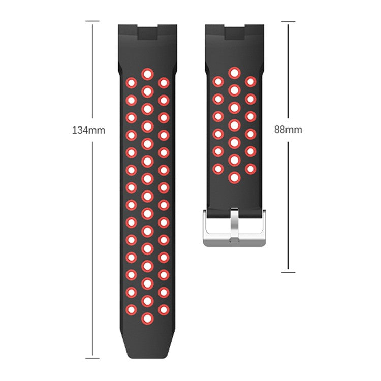 For Huawei Watch GT Cyber Multiple Holes Design Silicone Watch Strap Double Color Watchband - Red / Black