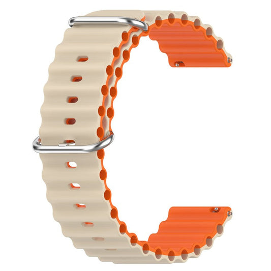For Garmin Vivoactive 4  /  Garmin Venu 2 Universal 22mm Silicone Watch Strap Wavy Design Double Color Watchband - Starlight / Orange