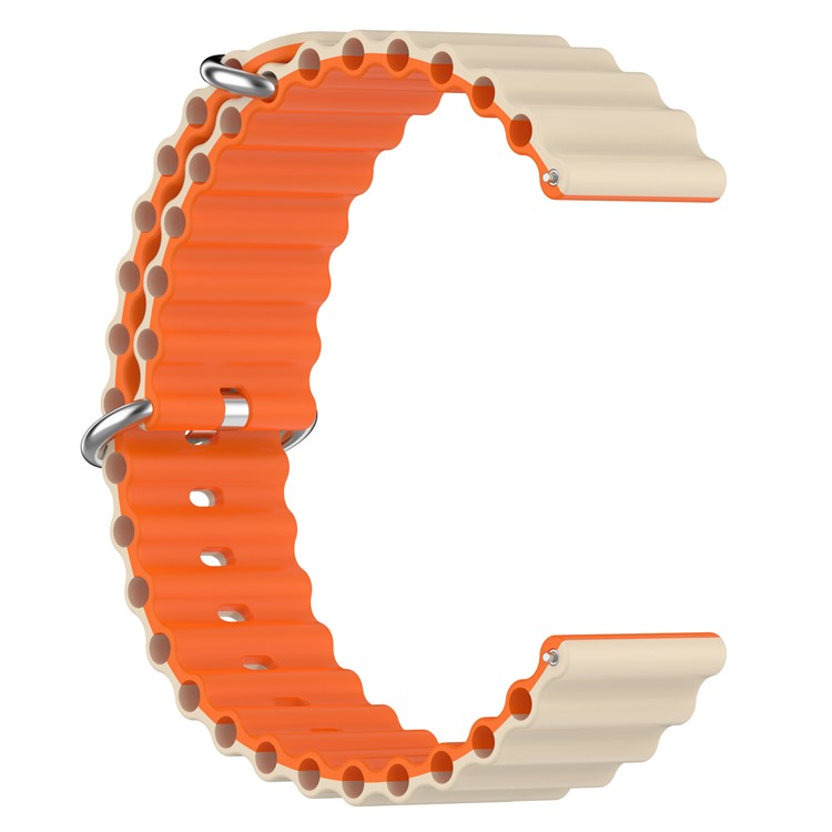 For Garmin Vivoactive 4  /  Garmin Venu 2 Universal 22mm Silicone Watch Strap Wavy Design Double Color Watchband - Starlight / Orange