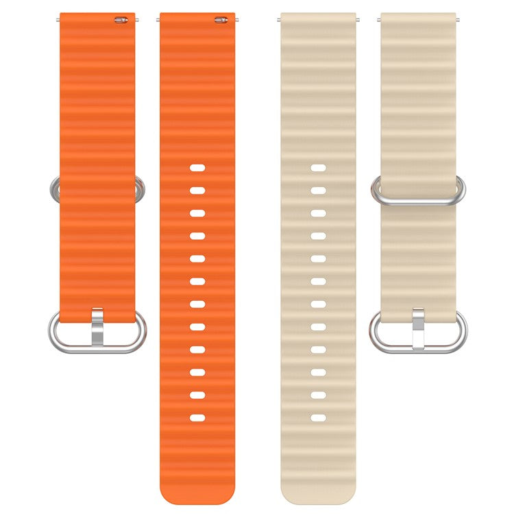 For Garmin Vivoactive 4  /  Garmin Venu 2 Universal 22mm Silicone Watch Strap Wavy Design Double Color Watchband - Starlight / Orange