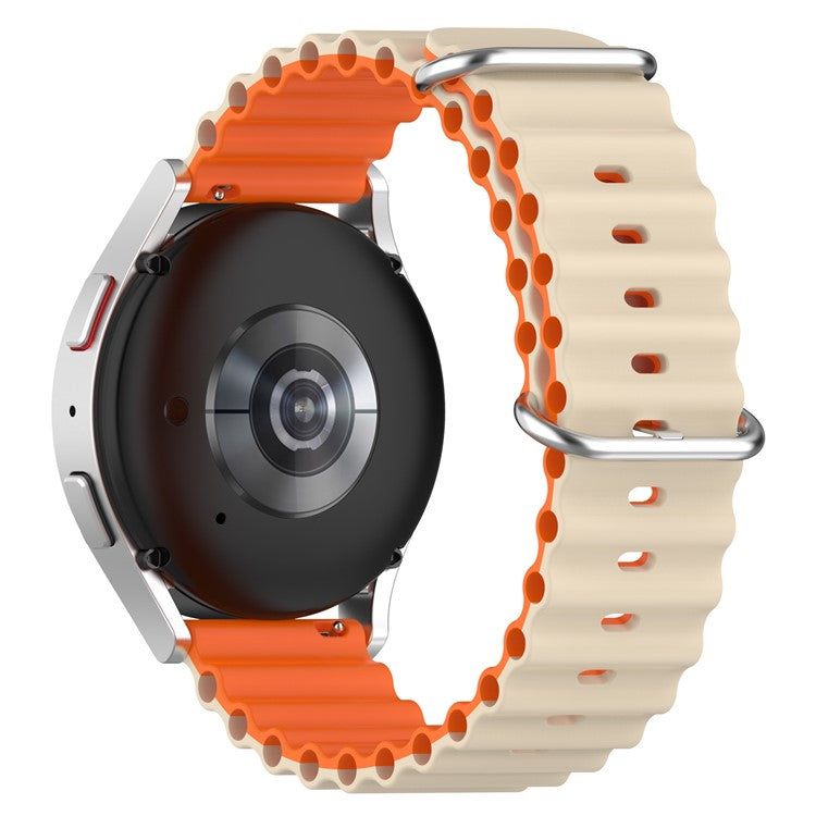 For Garmin Vivoactive 4  /  Garmin Venu 2 Universal 22mm Silicone Watch Strap Wavy Design Double Color Watchband - Starlight / Orange