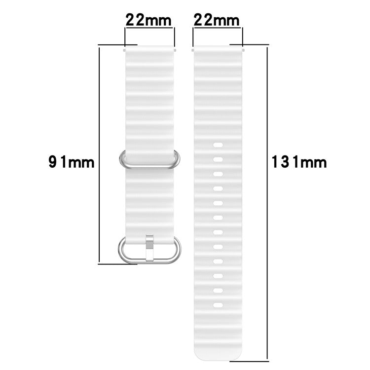 For Garmin Vivoactive 4  /  Garmin Venu 2 Universal 22mm Silicone Watch Strap Wavy Design Double Color Watchband - Starlight / Orange