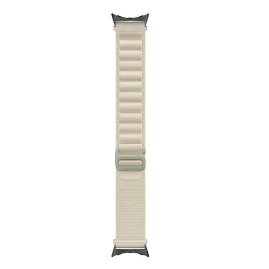For Google Pixel Watch 3 41mm / Watch 2 / Pixel Watch Nylon Sport Wrist Strap Metal G-Hook Adjustable Watch Band with Black Connector - Beige