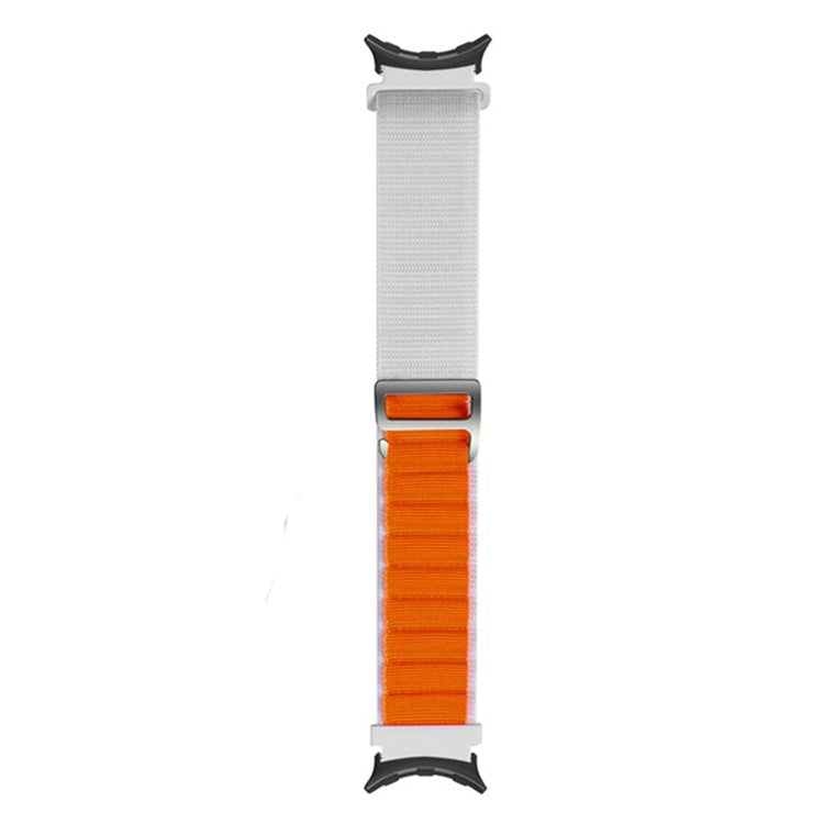For Google Pixel Watch 3 41mm / Watch 2 / Pixel Watch Nylon Sport Wrist Strap Metal G-Hook Adjustable Watch Band with Black Connector - White / Orange