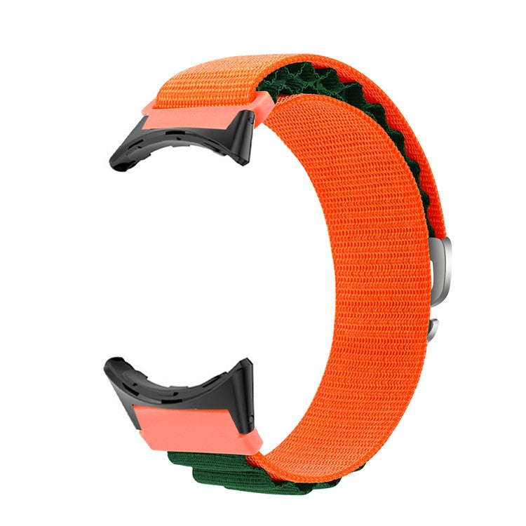 For Google Pixel Watch 3 41mm / Watch 2 / Pixel Watch Nylon Sport Wrist Strap Metal G-Hook Adjustable Watch Band with Black Connector - Orange / Green