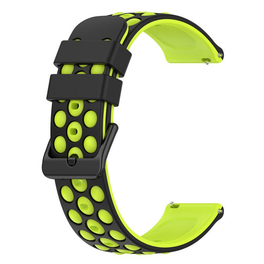 For Garmin Venu 2 Plus / Venu Sq 2 Universal 20mm Soft Silicone Watch Band Big Hole Design Double Color Watch Strap - Black / Green