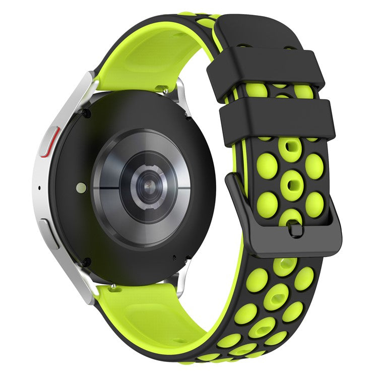 For Garmin Venu 2 Plus / Venu Sq 2 Universal 20mm Soft Silicone Watch Band Big Hole Design Double Color Watch Strap - Black / Green