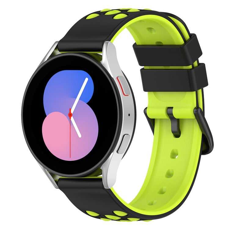 For Garmin Venu 2 Plus / Venu Sq 2 Universal 20mm Soft Silicone Watch Band Big Hole Design Double Color Watch Strap - Black / Green
