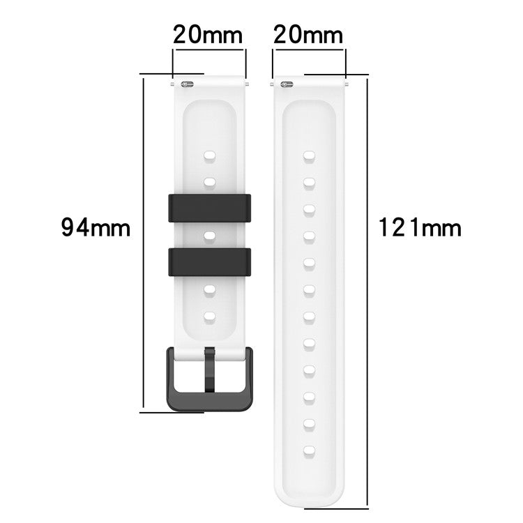 For Garmin Venu 2 Plus / Venu Sq 2 Universal 20mm Soft Silicone Watch Band Big Hole Design Double Color Watch Strap - Black / Green