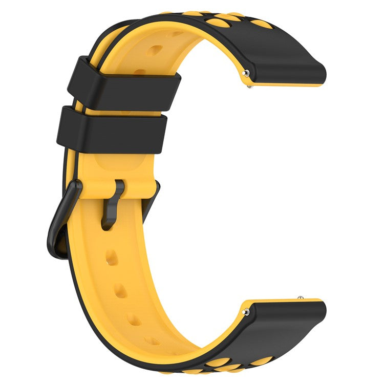 For Garmin Forerunner 255 / 745 Universal 22mm Bi-color Soft Silicone Watch Band Big Hole Design Watch Strap - Black / Yellow
