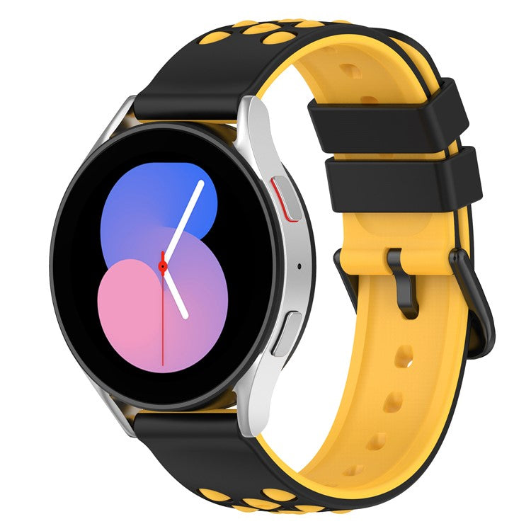 For Garmin Forerunner 255 / 745 Universal 22mm Bi-color Soft Silicone Watch Band Big Hole Design Watch Strap - Black / Yellow