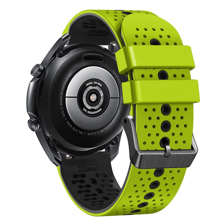 For Garmin Forerunner 255 / 745 Universal 22mm Bi-color Soft Silicone Watch Band Dual Color Watch Strap - Lime / Black