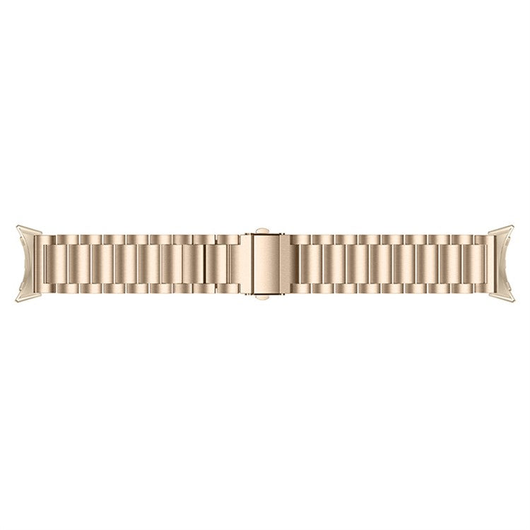 For Google Pixel Watch 2 / Pixel Watch Elegant 316 Stainless Steel 3 Beads Wrist Band Polished Replacement Smartwatch Strap - Champagne Gold