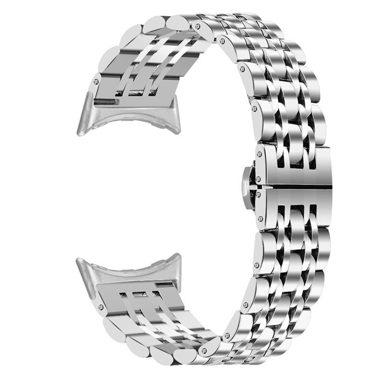 For Google Pixel Watch 2 / Pixel Watch Luxury 7 Beads Stainless Steel Smart Watch Band Stylish Replacement Wrist Strap - Silver