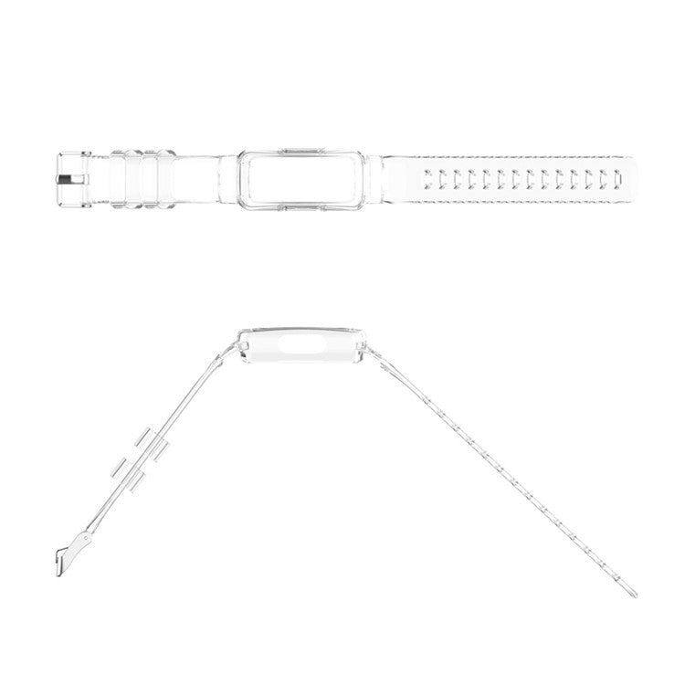 Integrated Smart Watch Strap for Fitbit Inspire 3, Silicone Watchband Adjustable Strap with Watch Case - Transparent