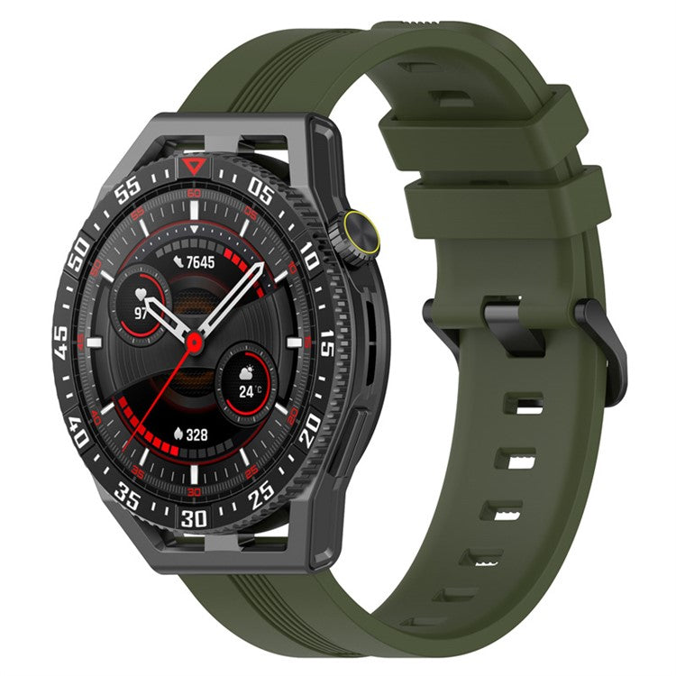 20mm Textured Silicone Smart Watch Bands for Huawei Watch GT3 / Watch GT, Sport Style Replaced Wrist Strap Watchband - Dark Green