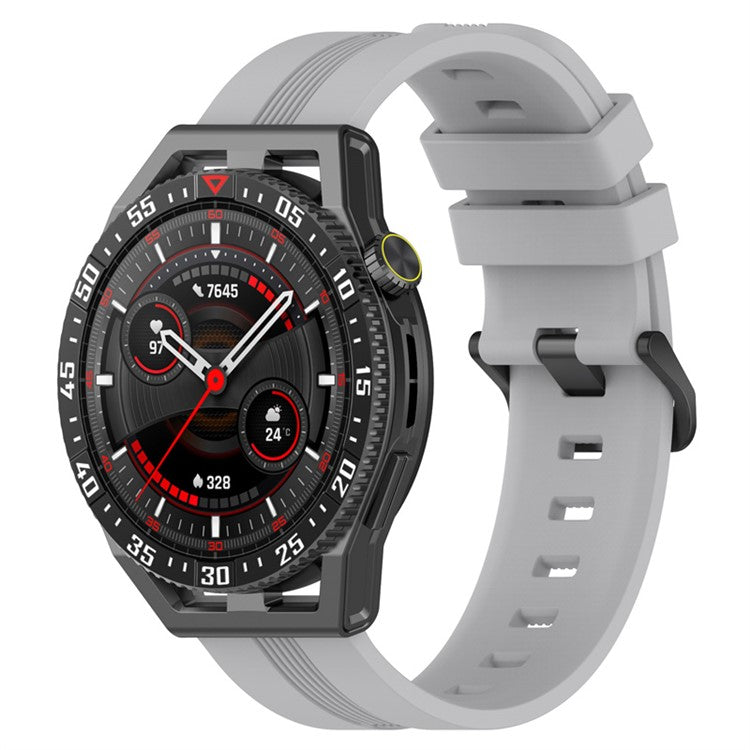20mm Textured Silicone Smart Watch Bands for Huawei Watch GT3 / Watch GT, Sport Style Replaced Wrist Strap Watchband - Grey