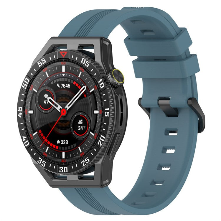 20mm Textured Silicone Smart Watch Bands for Huawei Watch GT3 / Watch GT, Sport Style Replaced Wrist Strap Watchband - Dark Blue