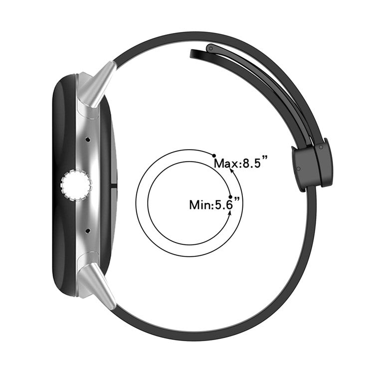 For Google Pixel Watch 2 / Pixel Watch Silicone Sport Band Magnetic Folding Buckle Replacement Watch Strap - Silver Buckle / Wine Red