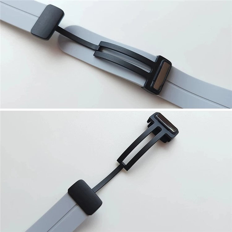 For Google Pixel Watch 2 / Pixel Watch Silicone Sport Band Magnetic Folding Buckle Replacement Watch Strap - Silver Buckle / Wine Red