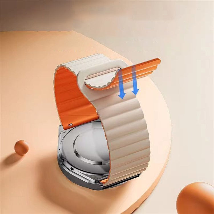 For Google Pixel Watch 2 / Pixel Watch Dual-Color Silicone Replacement Strap 20mm Adjustable Magnetic Closure Watch Band - Blackish Green / Orange