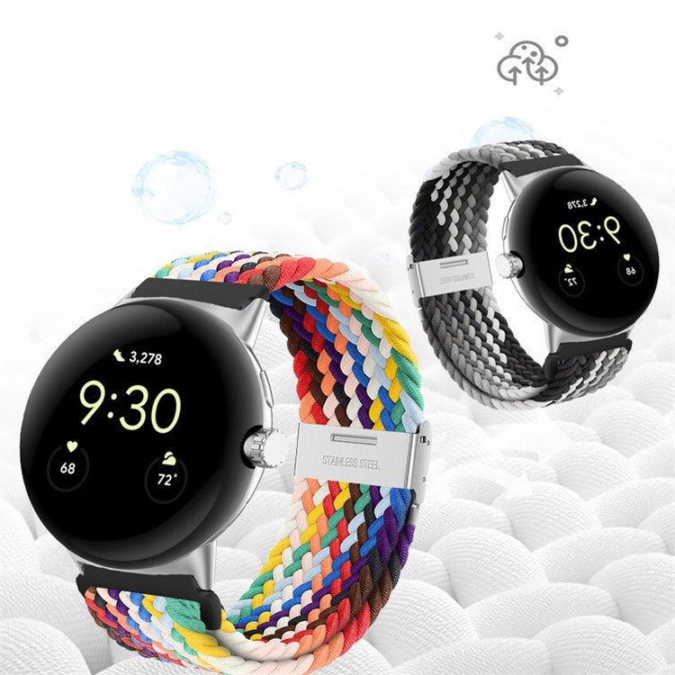For Google Pixel Watch 3 41mm / Watch 2 / Pixel Watch Buckle Design Nylon Watchband Smart Bracelet Adjustable Strap Breathable Band - Multi-Color