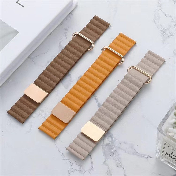 Magnetic Buckle Watch Band for Google Pixel Watch 2 / Pixel Watch Genuine Leather Watch Strap Quick Release Watchband - Dark Grey