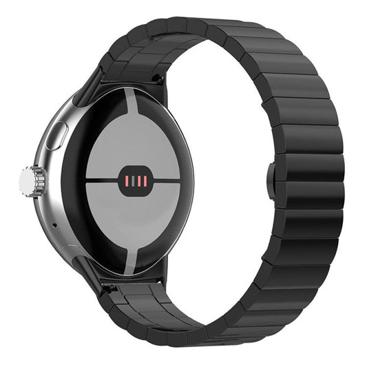 For Google Pixel Watch 2 / Pixel Watch Quick Release Metal Band Butterfly Buckle Clasp Bracelet Watch Strap - Black