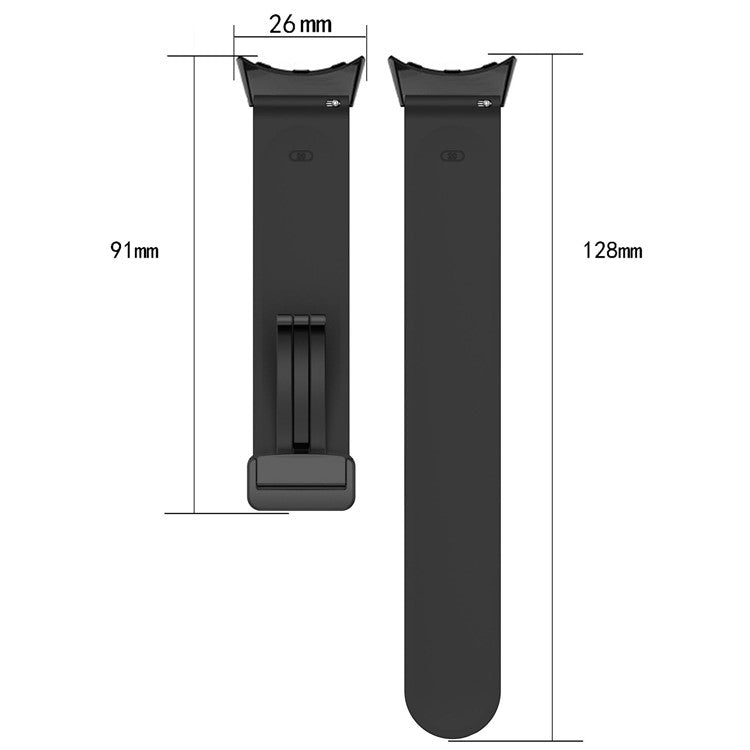 For Google Pixel Watch 2 / Pixel Watch Soft Silicone Band Silver Folding Buckle Dual Color Watch Strap Bracelet - White / Black