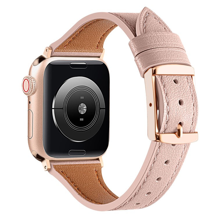 Watch Strap for Apple Watch Series 10 42mm / 9 8 7 41mm / SE (2023) SE (2022) SE 6 5 4 40mm / 3 2 1 38mm Genuine Leather Band - Light Pink