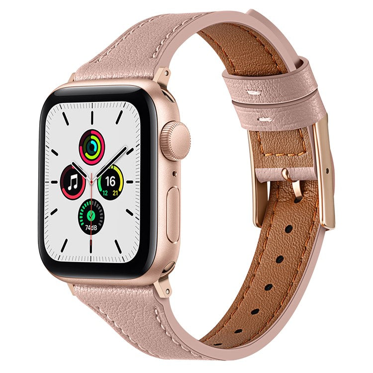 Watch Strap for Apple Watch Series 10 42mm / 9 8 7 41mm / SE (2023) SE (2022) SE 6 5 4 40mm / 3 2 1 38mm Genuine Leather Band - Light Pink