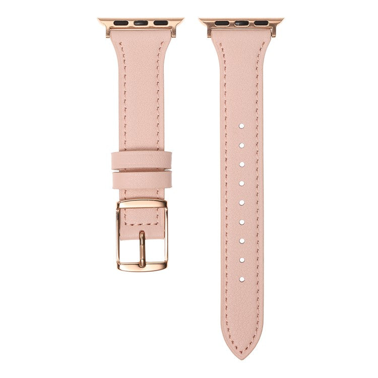 Watch Strap for Apple Watch Series 10 42mm / 9 8 7 41mm / SE (2023) SE (2022) SE 6 5 4 40mm / 3 2 1 38mm Genuine Leather Band - Light Pink