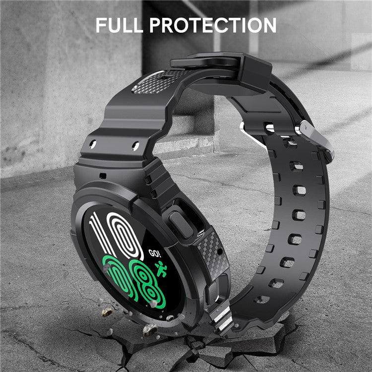 AHASTYLE WG67 Rugged Sport Case with Band Compatible with Samsung Galaxy Watch4 44mm , Soft TPU Watch Band Wrist Strap Bumper Cover - Beige