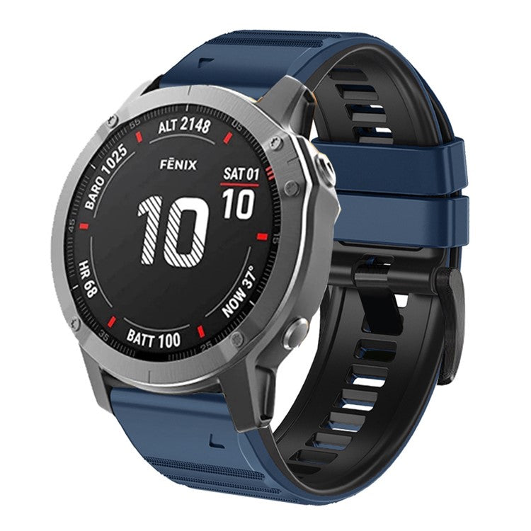 For Garmin Tactix Delta / Enduro Horizontal Stripes Silicone Replacement Watch Strap Adjustable Wrist Band - Midnight Blue / Black