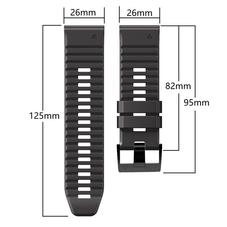For Garmin Tactix Delta / Enduro Horizontal Stripes Silicone Replacement Watch Strap Adjustable Wrist Band - Midnight Blue / Black