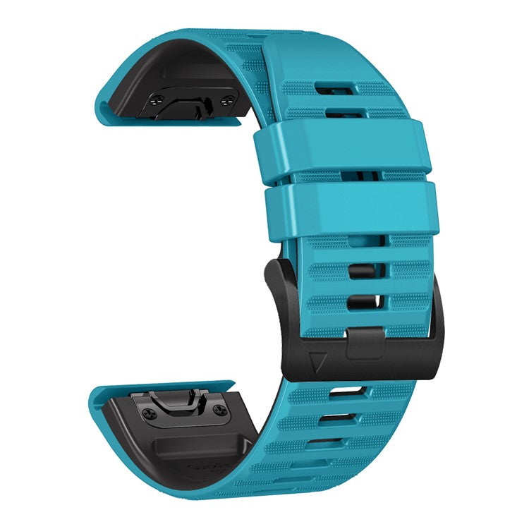 For Garmin Tactix Delta / Enduro Horizontal Stripes Silicone Replacement Watch Strap Adjustable Wrist Band - Sky Blue / Black