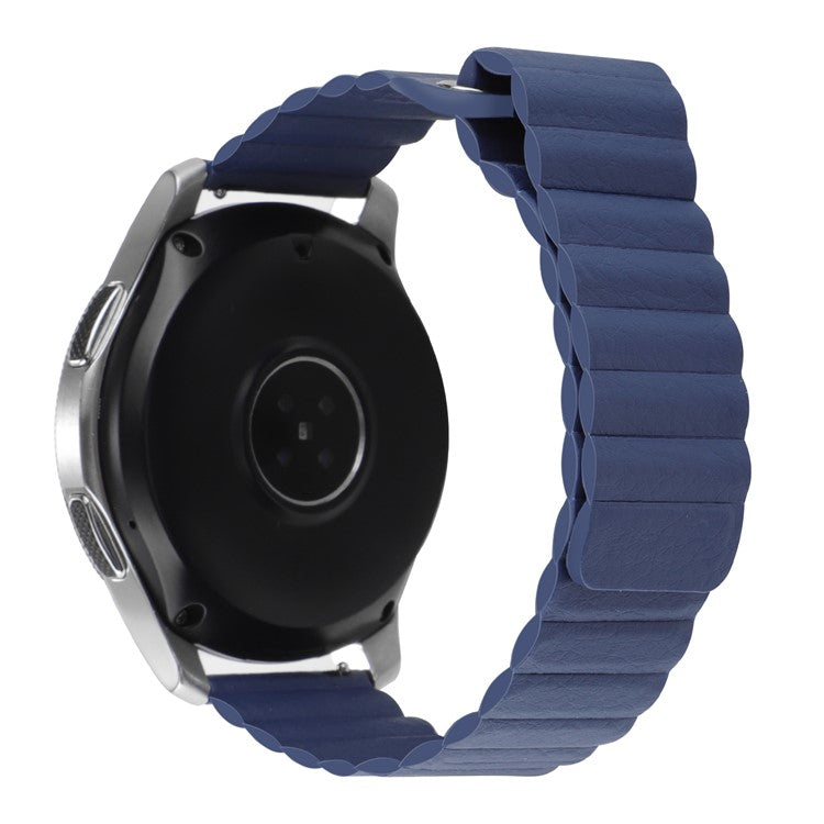 For Huami Amazfit GTS 4 / GTS 4 Mini / GTS 3 Armband 20mm Magnetic Genuine Leather Watch Strap - Midnight Blue