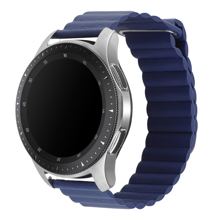 For Huami Amazfit GTS 4 / GTS 4 Mini / GTS 3 Armband 20mm Magnetic Genuine Leather Watch Strap - Midnight Blue