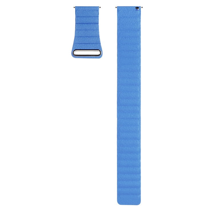 For COROS Apex 46mm / Apex Pro / TicWatch Pro 3 Replacement Genuine Leather Magnetic Strap 22mm Universal Smartwatch Band - Blue