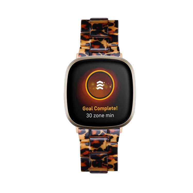Resin Band for Fitbit Versa 4 / Sense 2 , 20mm Lightweight Watch Strap Bracelet with Stainless Steel Buckle - Leopard