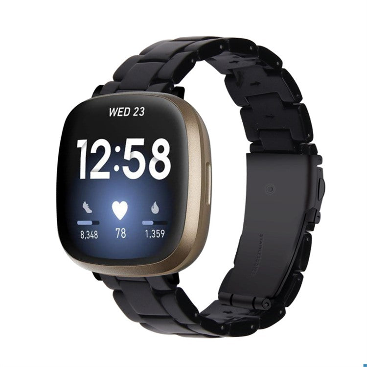 Resin Band for Fitbit Versa 4 / Sense 2 , 20mm Lightweight Watch Strap Bracelet with Stainless Steel Buckle - Black