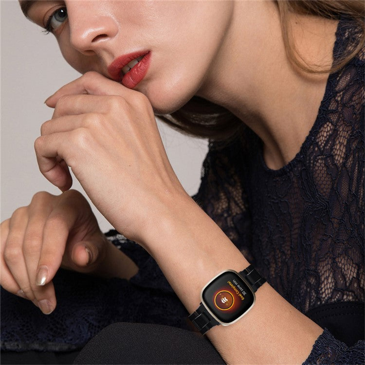 Resin Band for Fitbit Versa 4 / Sense 2 , 20mm Lightweight Watch Strap Bracelet with Stainless Steel Buckle - Black