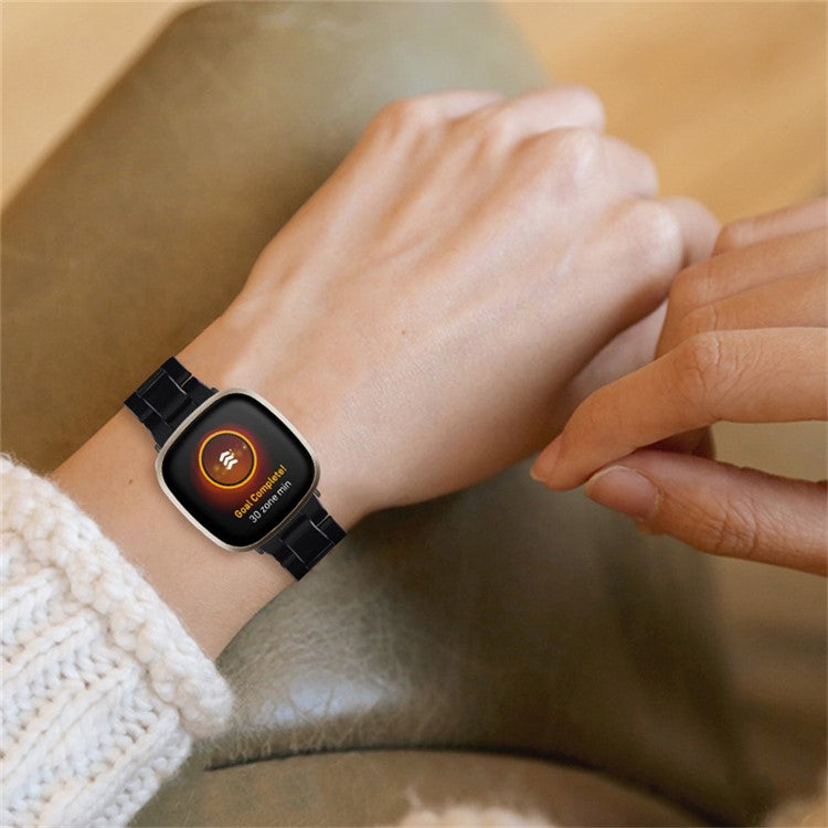 Resin Band for Fitbit Versa 4 / Sense 2 , 20mm Lightweight Watch Strap Bracelet with Stainless Steel Buckle - Black