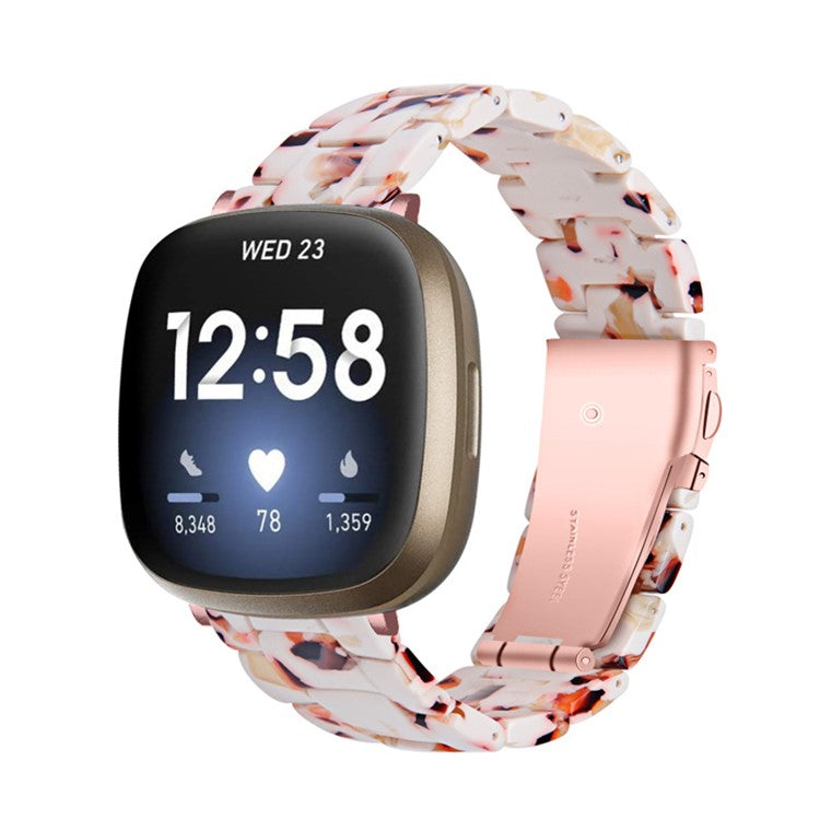 Resin Band for Fitbit Versa 4 / Sense 2 , 20mm Lightweight Watch Strap Bracelet with Stainless Steel Buckle - Nougat